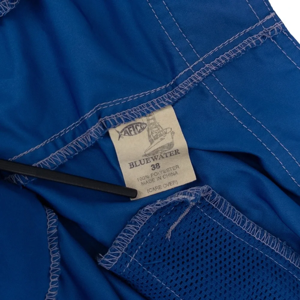 AFTCO Board Shorts Mens 38 Blue Fish Fishing Pool Outdoor Beach Surf Swim Trunks